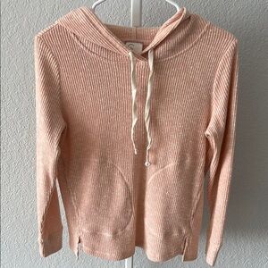 Anthropology Women's Ribbed Knit Hoodie Sweater - Pink